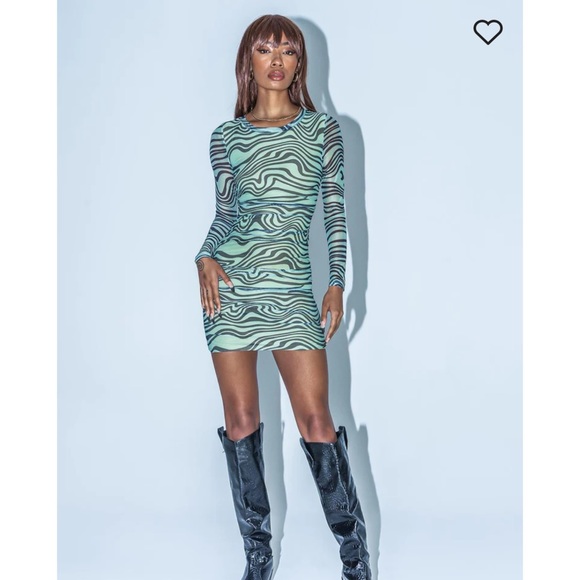 NWT Princess Polly Ayden Green Zebra Dress 2 - Picture 1 of 8